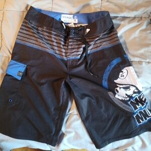 Men's Black and Blue Swim Shorts